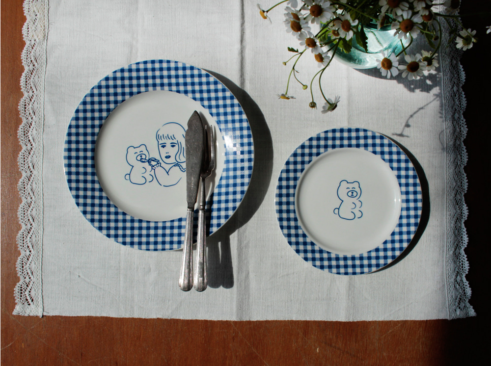 Teddy & Lucy Plate Gingham