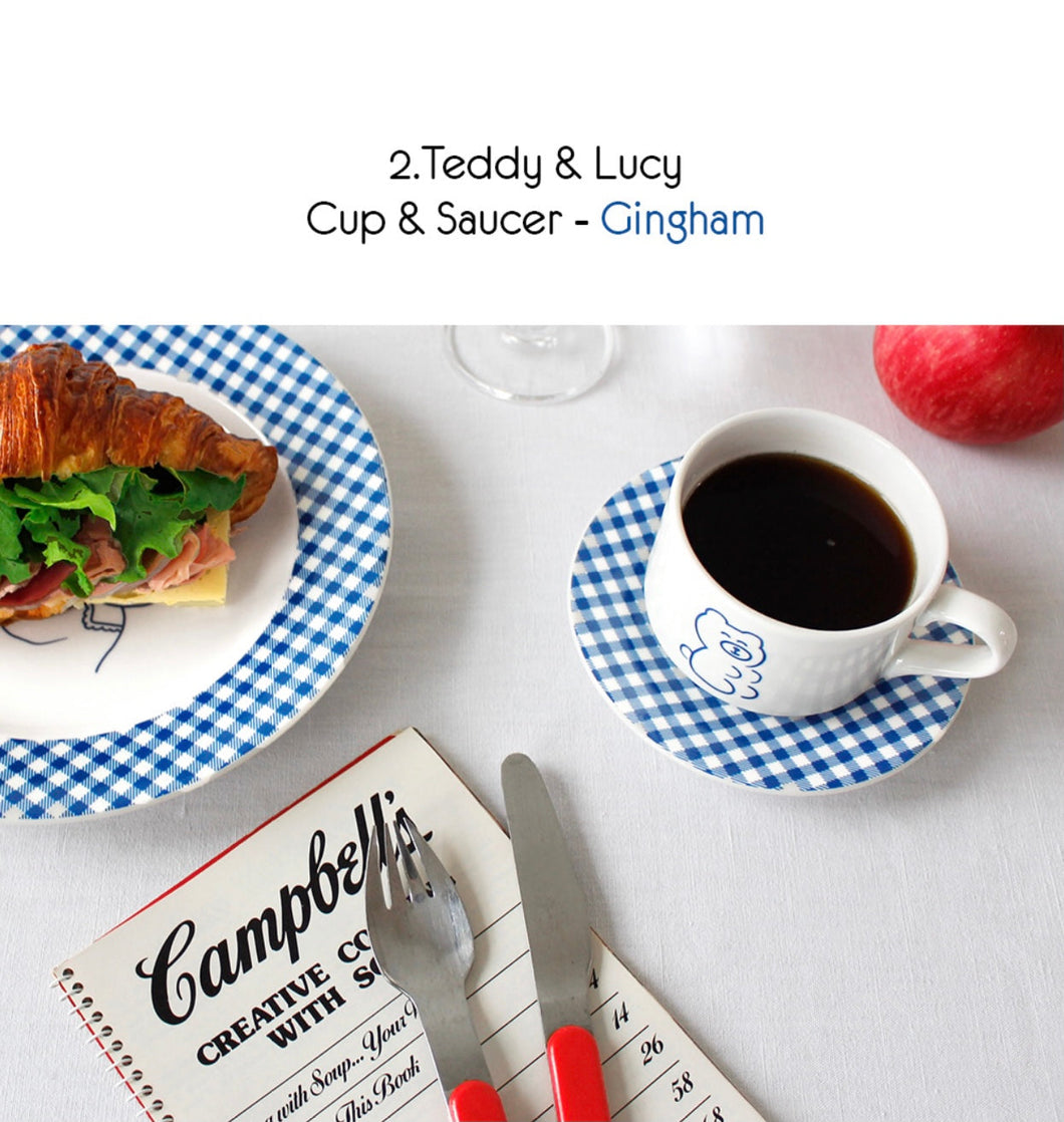 Teddy And Lucy Cup And Saucer Gingham