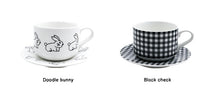 Load image into Gallery viewer, Cheek Bunny Cup and Saueer /  Black Check
