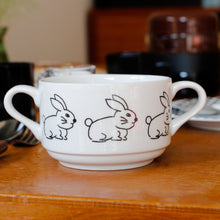 Load image into Gallery viewer, Check Bunny Soup Bowl / Doodle Bunny
